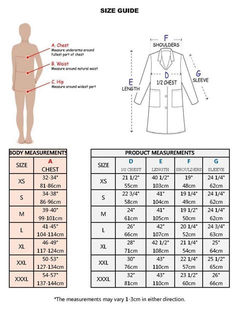 Lab Coat Size Chart | Portal.posgradount.edu.pe