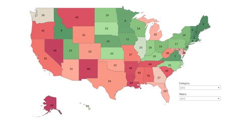 US Map Of The Safest And Most Dangerous States - borninspace