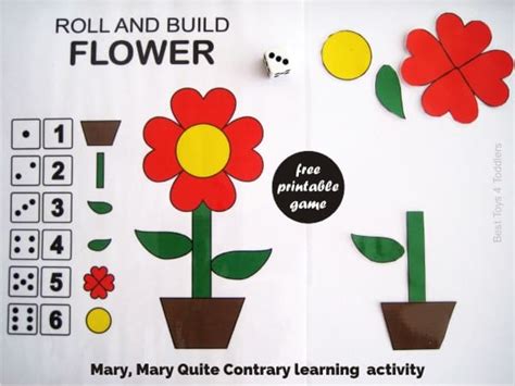 Mary Mary Quite Contrary Roll & Build Flower Game