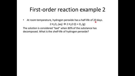 First order reaction example 2 - YouTube