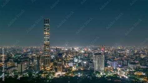 Aerial view of night cityscape of Kolkata, West Bengal, India Stock ...