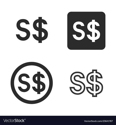 Singapore dollar currency symbol set Royalty Free Vector