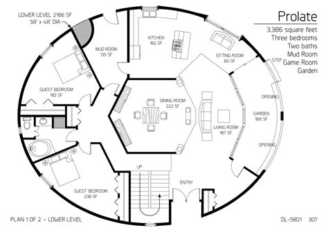 Floor Plan: DL-5801 | Monolithic Dome Institute 집 평면도, 자연 친화적 건축, 주거용 건축, 건축 디자인, 둥근 집, 현대식 집 구조 ...