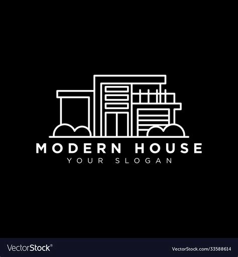 Simple outline modern house logo design Royalty Free Vector