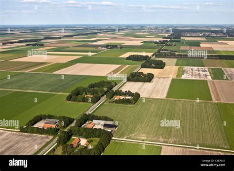 The Netherlands, Emmeloord, Farms and polder landscape. Aerial Stock ...