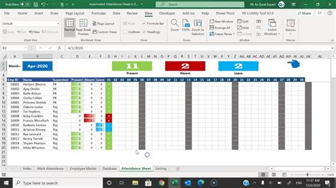 Excel Macro Attendance Tracker Employee Monthly Sheet Format In Free Download | Attendance ...