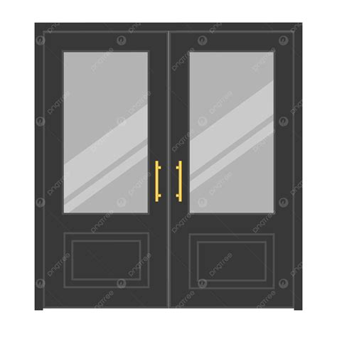 Illustration Of Two Minimalist Black Doors With Glass Vector, Door, Black Door, Minimalist PNG ...