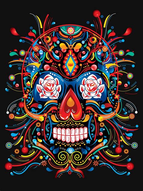 "Mexican Skull" Essential T-Shirt for Sale by candelakis | Skull wallpaper, Mexican art, Skull ...