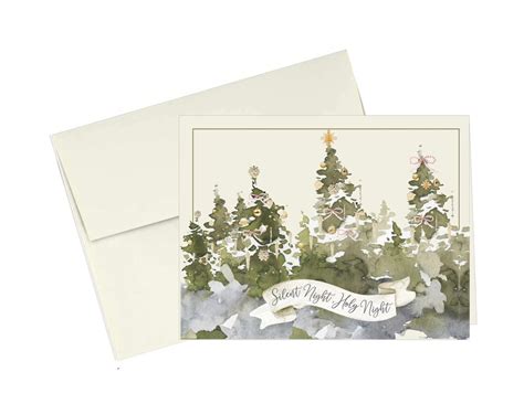 Christmas Holiday Cards, Watercolor Christmas Trees, Set of 10 - Etsy