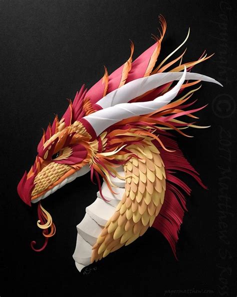 3d Paper Art, Origami Paper Art, 3d Paper Crafts, Paper Artwork, Kirigami, Dragon Crafts, Dragon ...