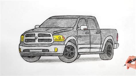 How to draw a DODGE RAM 1500 2010 / drawing a 3d car / coloring dodge ...