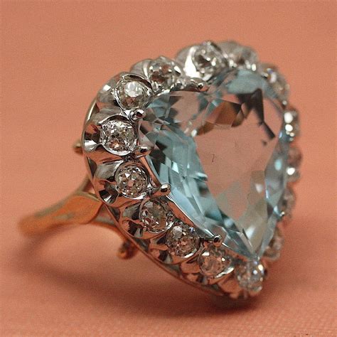 Circa 1950 Aquamarine & Diamond Cocktail Ring – Pippin Vintage Jewelry