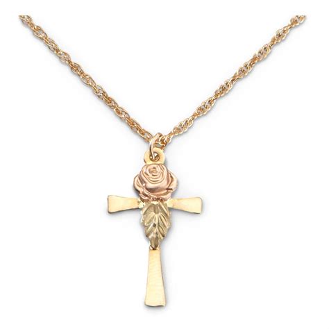 Black Hills Gold Rose and Cross Necklace - 230515, Jewelry at Sportsman ...