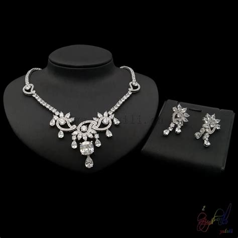 zircon jewelry sets bridal luxury wedding jewelry set white gold color expensive jewellery-in ...