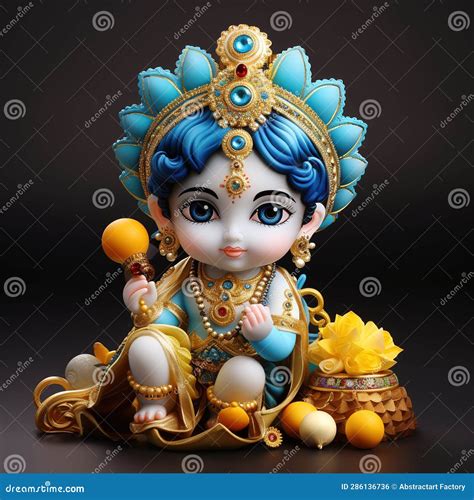 Bal Krishna Laddu Gopal Beautiful Cloths and Jewelry Krishna Janmashtami. Generative Ai Stock ...