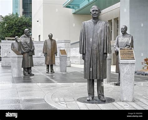 Bronze statues of various Alabama State Supreme Court Justices in a ...