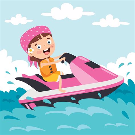 Funny Cartoon Character Riding Jet Ski 2388511 Vector Art at Vecteezy