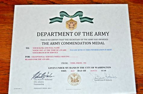 United States Army Commendation Medal Certificate ARCOM for Sale ...