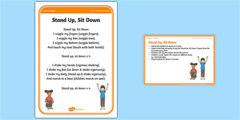 Stand Up, Sit Down Warm-Up Activity Card (Teacher-Made)