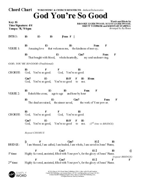 God You're So Good (Choral Anthem SATB) Chords PDF (Word Music Choral ...