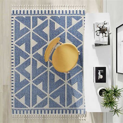 Blue & White Geometric Shag Area Rug, 8x10 | Kirklands Home