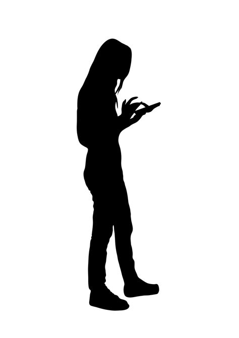 graphics silhouette Business woman hold smartphone for connection by ...