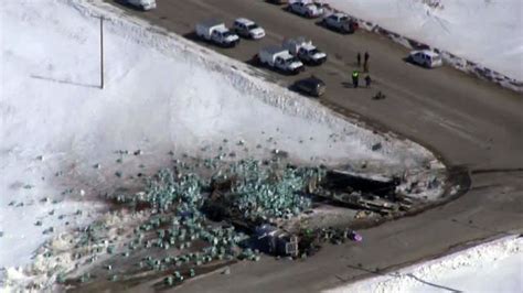 Aerial video of Humboldt Broncos bus crash wreckage