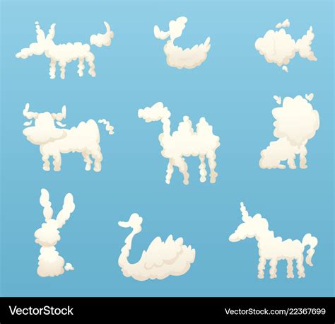 Shapes of animal clouds different funny cartoon Vector Image