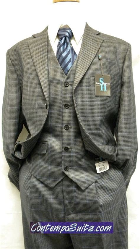 Steve Harvey Suits 3 Piece Grey Mini Check 1231 | Steve harvey suits ...