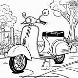 Scooter On A Sidewalk Coloring Pages sketch template