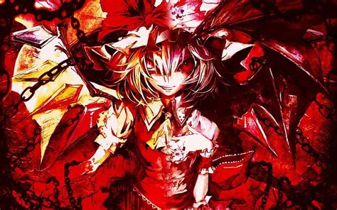 HD wallpaper: Flandre Scarlet, Touhou, anime girls, red, full frame ...