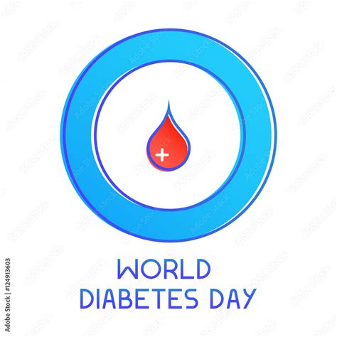 World Diabetes Day awareness poster. Blue circle with a drop of blood ...