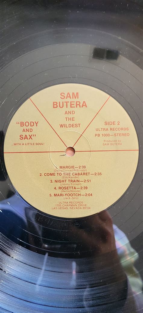 Sam Butera & the Wildest : Body and Sax ...with A Little Soul 1984 Vintage Jazz Vinyl LP Cover ...