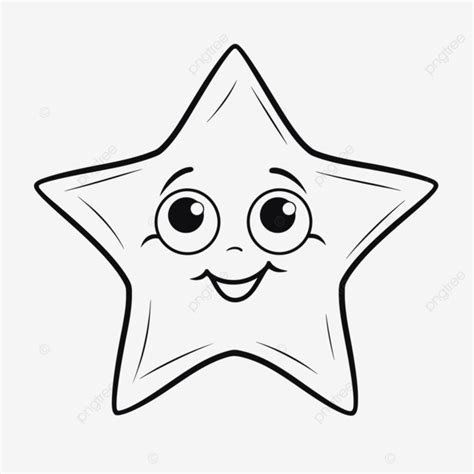 Star With Eyes And A Smile Coloring Pages To Print Vector, Star Drawing ...