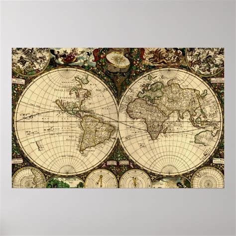 Old World Map Poster | Zazzle