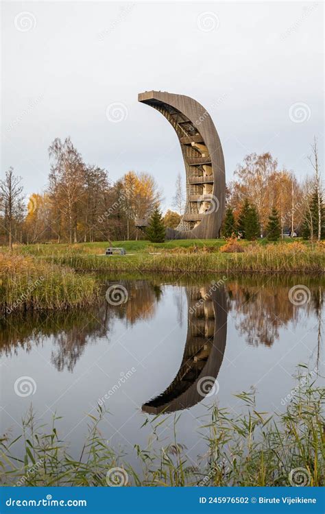 Autumn Scenery with an Iconic Moon-shaped Observation Tower in the ...