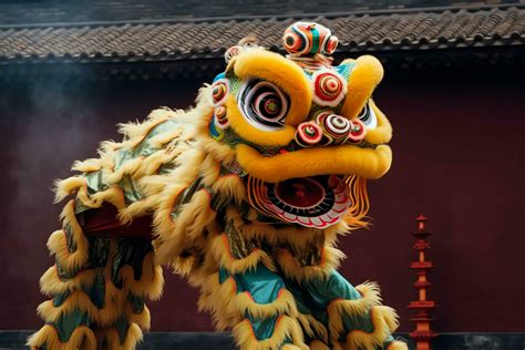 Dragon or lion dance show barongsai in celebration chinese lunar new year festival. Asian ...