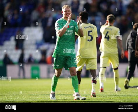 Arsenal goalkeeper Aaron Ramsdale applauds the fans after the Premier ...