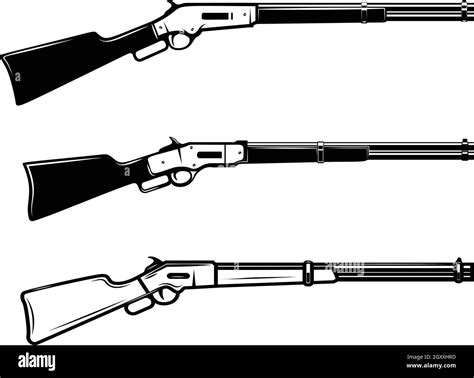 Illustration of winchester rifle in monochrome style. Design element ...