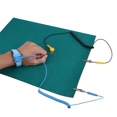 Electrostatic Discharge Protection Anti-Static Wrist Strap + Grounding Wire + Mat Set for ...