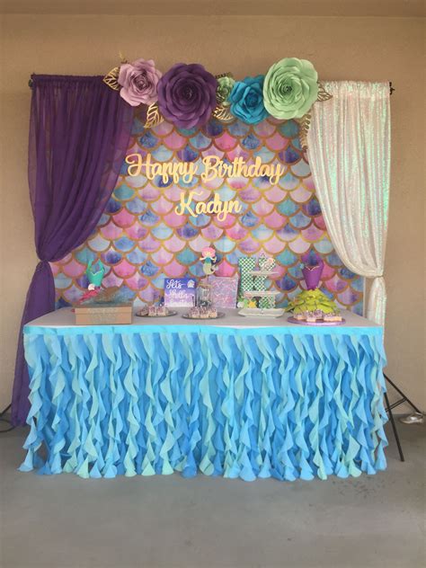 Custom backdrop | Mermaid theme birthday party, Mermaid theme birthday, Mermaid birthday party