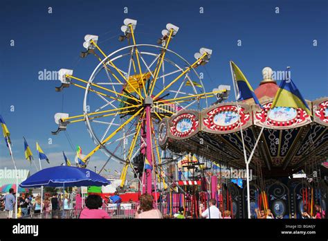 Ferris Wheel and Carousel Carnival Rides. Ohio State Fair. Columbus ...