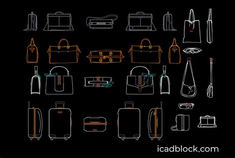 Bag CAD Block collection in plan and elevation - iCADBLOCK