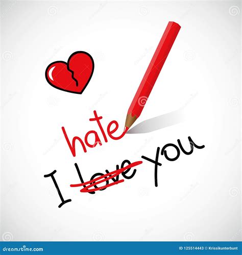 I Hate Love You Typography Red Broken Heart Stock Vector - Illustration ...