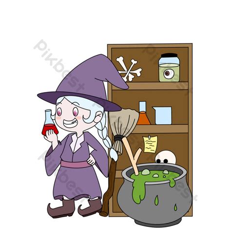 halloween witch drawing illustration | PSD PNG Images Free Download - Pikbest