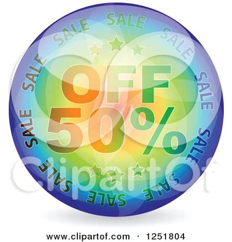 Clipart of a Reflective 50 Percent off Icon - Royalty Free Vector ...