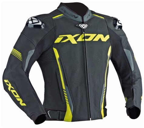 Ixon Vortex Black/Grey/Yellow Leather Jacket – Trooper Lu Motorcycle ...