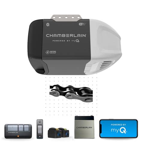 Chamberlain 1/2 HP Smart Chain Drive Garage Door Opener with Battery ...