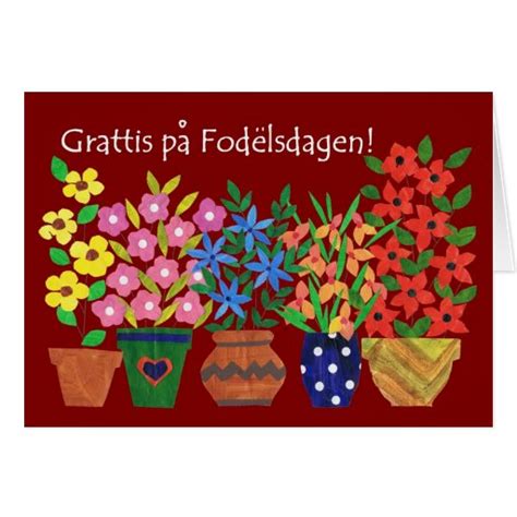 Swedish Birthday Card - Flower Power! | Zazzle