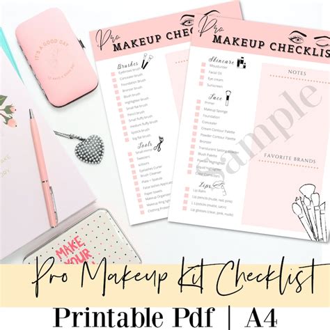 Makeup Checklist, Makeup Artist Checklist, Makeup Kit Checklist, Makeup Printable Checklist ...